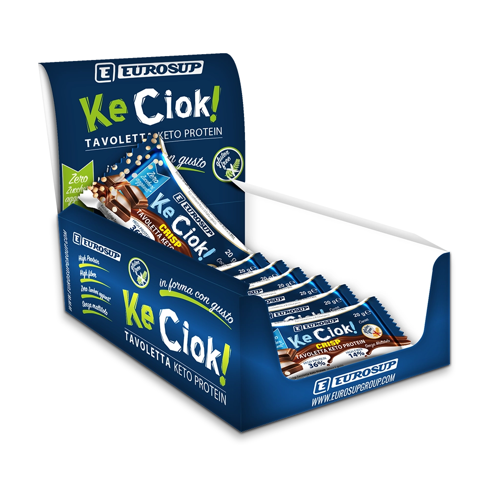 KeCiok - Crisp - Tavoletta Keto Protein - ESPOSITORE - Cacao - EU_FOOD - 8017054014565 - web2