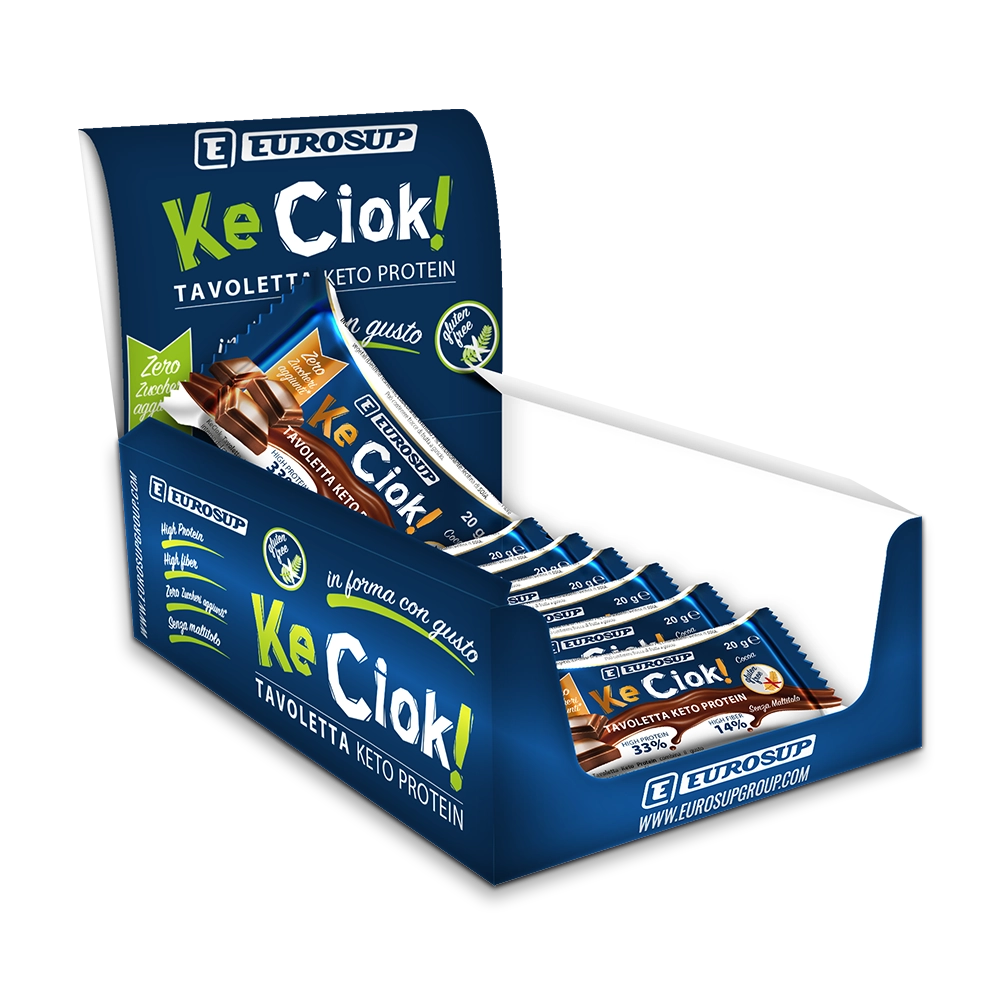 KeCiok - Tavoletta Collagene Keto Protein - ESPOSITORE - Cacao - EU_FOOD - 8017054014558 - web2